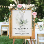 Watercolor Greenery Gold Bridal Shower Welcome Poster<br><div class="desc">This elegant design features a soft watercolor bouquet of eucalyptus,  greenery and gold embellishments wrapping around a painted dress. Click the Personalise and "Click to customise further" button to edit the script wording's colour. See the entire collection for more matching items!</div>