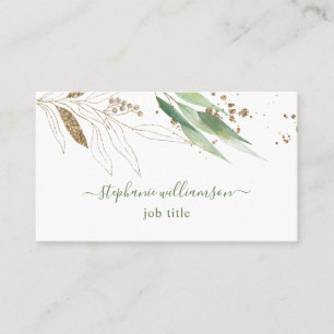 Watercolor  Greenery & Gold Business Card