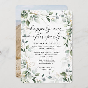 Watercolor Greenery Gold Elopement Celebration Inv Invitation
