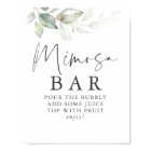Watercolor Greenery Gold Leaves Mimosa Bar Sign