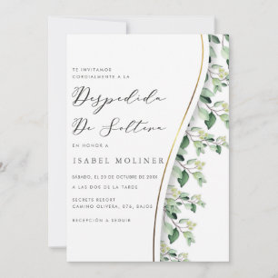Watercolor Greenery Gold Spanish Bridal Shower Invitation