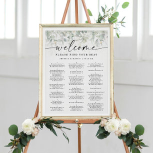 Watercolor Greenery Gold Wedding Seating Chart