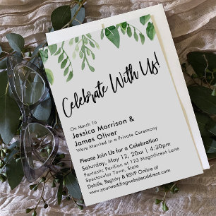 Watercolor Greenery Handwriting Celebrate With Us Invitation