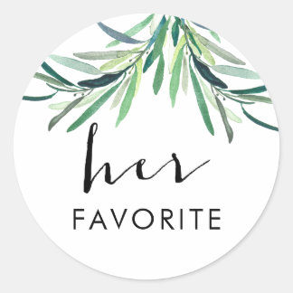 Watercolor Greenery her favourite favour sticker