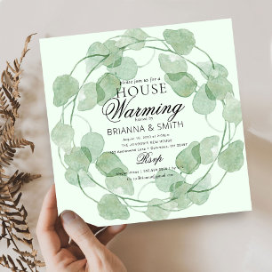 Watercolor Greenery Housewarming Invitation