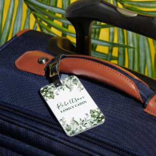 Watercolor Greenery Ivy Sage Ferns Family Cabin Luggage Tag