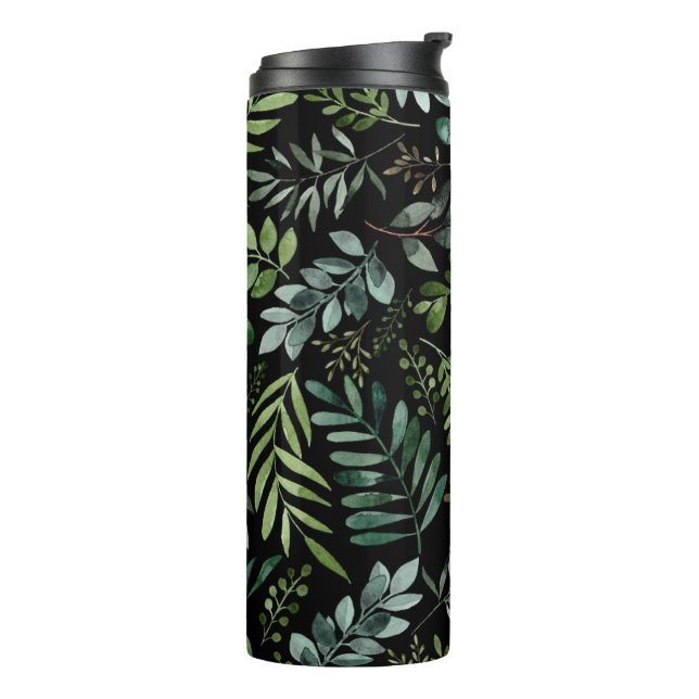 Watercolor greenery leaves  and branches   thermal tumbler (Rotated Left)