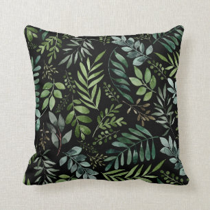 Watercolor greenery leaves  cushion