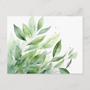 Watercolor Greenery Leaves Elegant Botanical Postcard