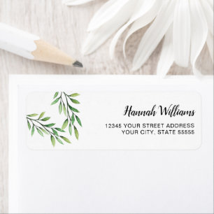 Watercolor Greenery Leaves Elegant Return Address Label