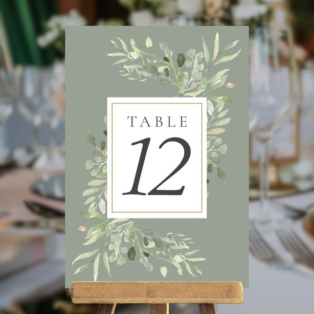 Watercolor Greenery Leaves Table Numbers (Watercolor Greenery Leaves Table Numbers)