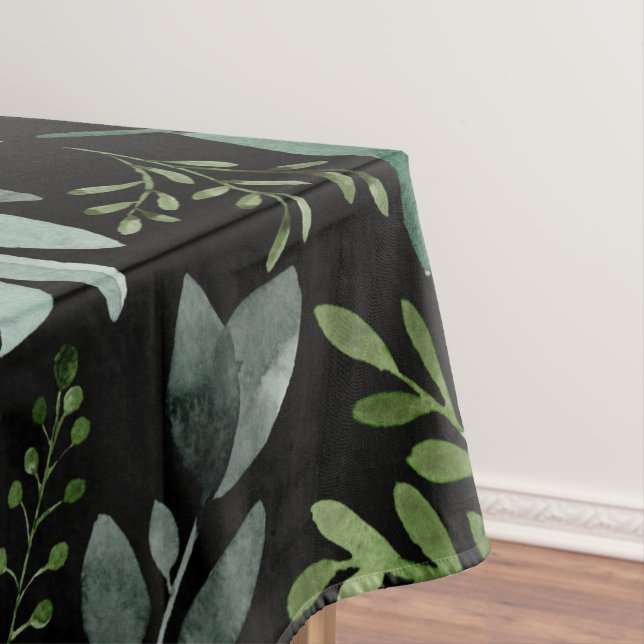 Watercolor Greenery Leaves Tablecloth (In Situ)
