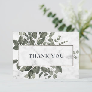Watercolor Greenery Leaves Thank You Card