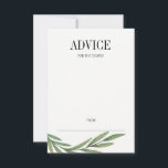 Watercolor Greenery Leaves Wedding Advice Card<br><div class="desc">Personalise the custom text  above. You can find additional coordinating items in our "Watercolor Greenery Leaves Wedding" collection.</div>