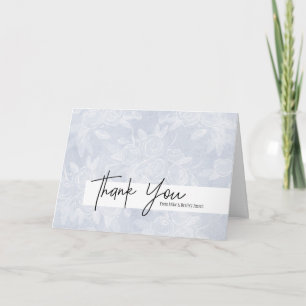 Watercolor Greenery Light Blue Thank You Card