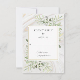 Watercolor Greenery  Marble Swirl Wedding RSVP