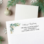 Watercolor Greenery Merry Christmas Return Address Label<br><div class="desc">These stylish Christmas Return Address Labels feature watercolor greenery and gold berries.
Easily customisable.
Use the Design Tool to change the text size,  style,  or colour.
As we create our artwork you won't find this exact image from other designers.
Original Watercolor © Michele Davies.</div>