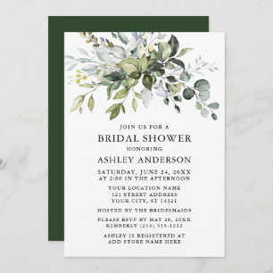 Watercolor Greenery Modern Elegance Bridal Shower Invitation