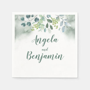 Watercolor Greenery Napkin