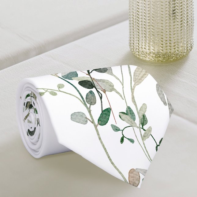 Watercolor greenery neck tie (Creator Uploaded)