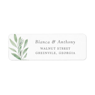 Watercolor Greenery Olive Branch Label Address