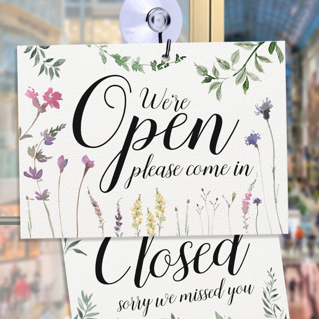 Watercolor Greenery Open Closed Spring Summer Sign (Creator Uploaded)