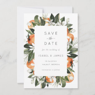 Watercolor Greenery Orange Blossom Botanical Save The Date