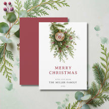Watercolor Greenery Ornament Holiday