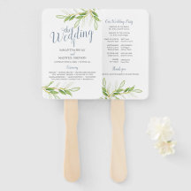 Watercolor Greenery Paper Wedding Fan