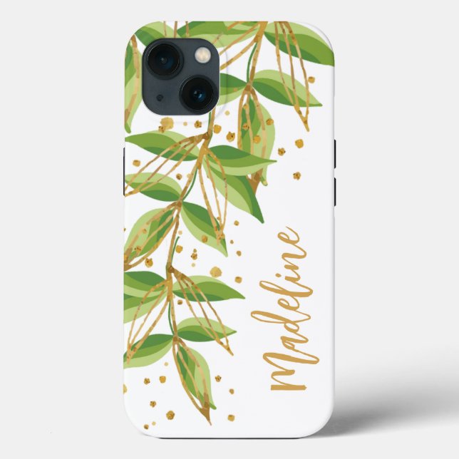 Watercolor Greenery Personalised Case-Mate iPhone Case (Back)