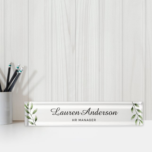 Watercolor Greenery Personalised Nameplate (Creator Uploaded)