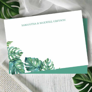 Watercolor Greenery Personalized Stationery Card