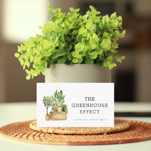 Watercolor Greenery Potted Houseplants Nursey  Business Card