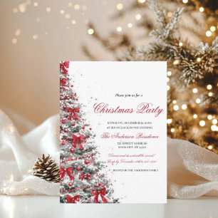 Watercolor Greenery Red Berries Christmas Party Invitation