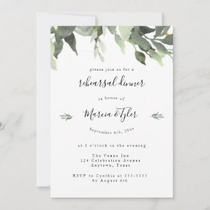 Watercolor Greenery Rehearsal Dinner Invitations