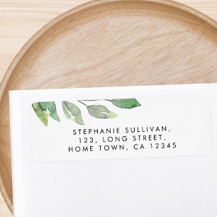  Watercolor Greenery Return Address Label