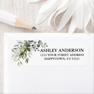 Watercolor Greenery Return Address Return Address Label