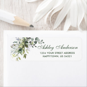 Watercolor Greenery Return Address Return Address Label