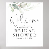 Watercolor Greenery Rose Gold Leaves Welcome Sign