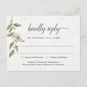 Watercolor Greenery RSVP Postcard