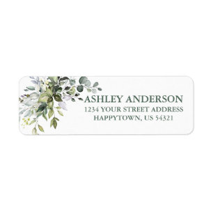 Watercolor Greenery Sage Green Return Address Return Address Label