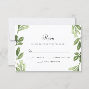 Watercolor Greenery Spring Wedding RSVP Invite