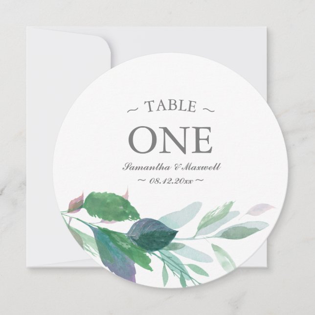 Watercolor Greenery Table Number (Front)