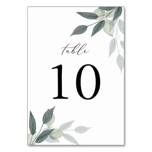 Watercolor greenery table number