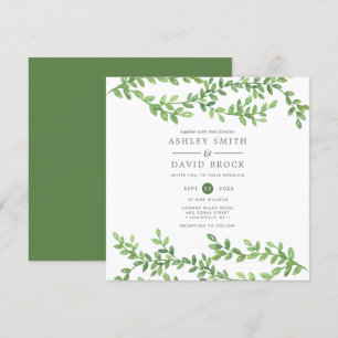 Watercolor Greenery Vines Modern Wedding Invitation