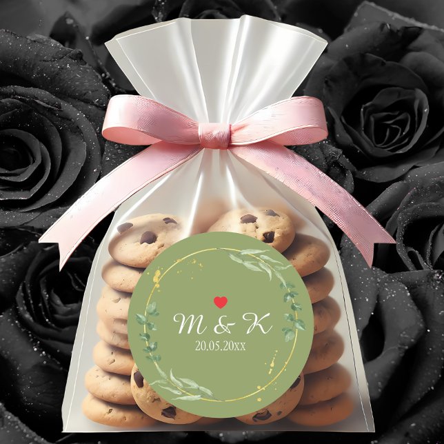 Watercolor Greenery Wedding  Classic Round Sticker (Watercolor Greenery Wedding Classic Round Sticker)