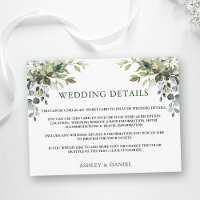 Watercolor Greenery Wedding Details Insert Card