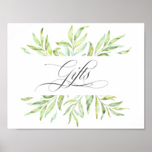 Watercolor Greenery Wedding Gifts Signage Poster