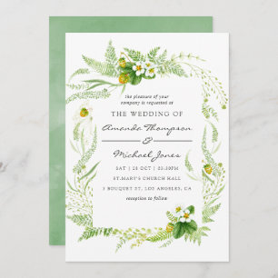 Watercolor Greenery Wedding Invitation