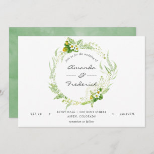Watercolor Greenery Wedding Invitation